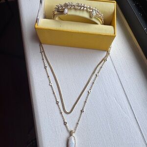 Kendra Scott Opal Necklace & Bracelet Set – Gold Tone